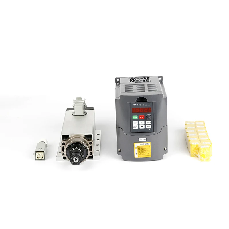 220V 2.2KW квадратное воздушное охлаждение шпинделя ER20 2200W четырехтактный двигатель с воздушные охлаждением Фрезерный Шпиндельный+ 2.2KW HY частотно-регулируемым приводом Инвертор+ 13 шт./компл. ER20, 2 варианта