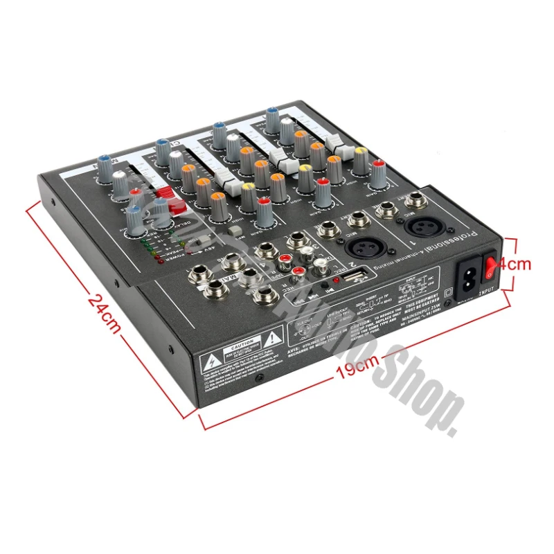 Профессиональный мини 4 канала Studio аудио микшер караоке DJ микшерный пульт с USB+ 48 В Phantom Мощность реверберации эффект