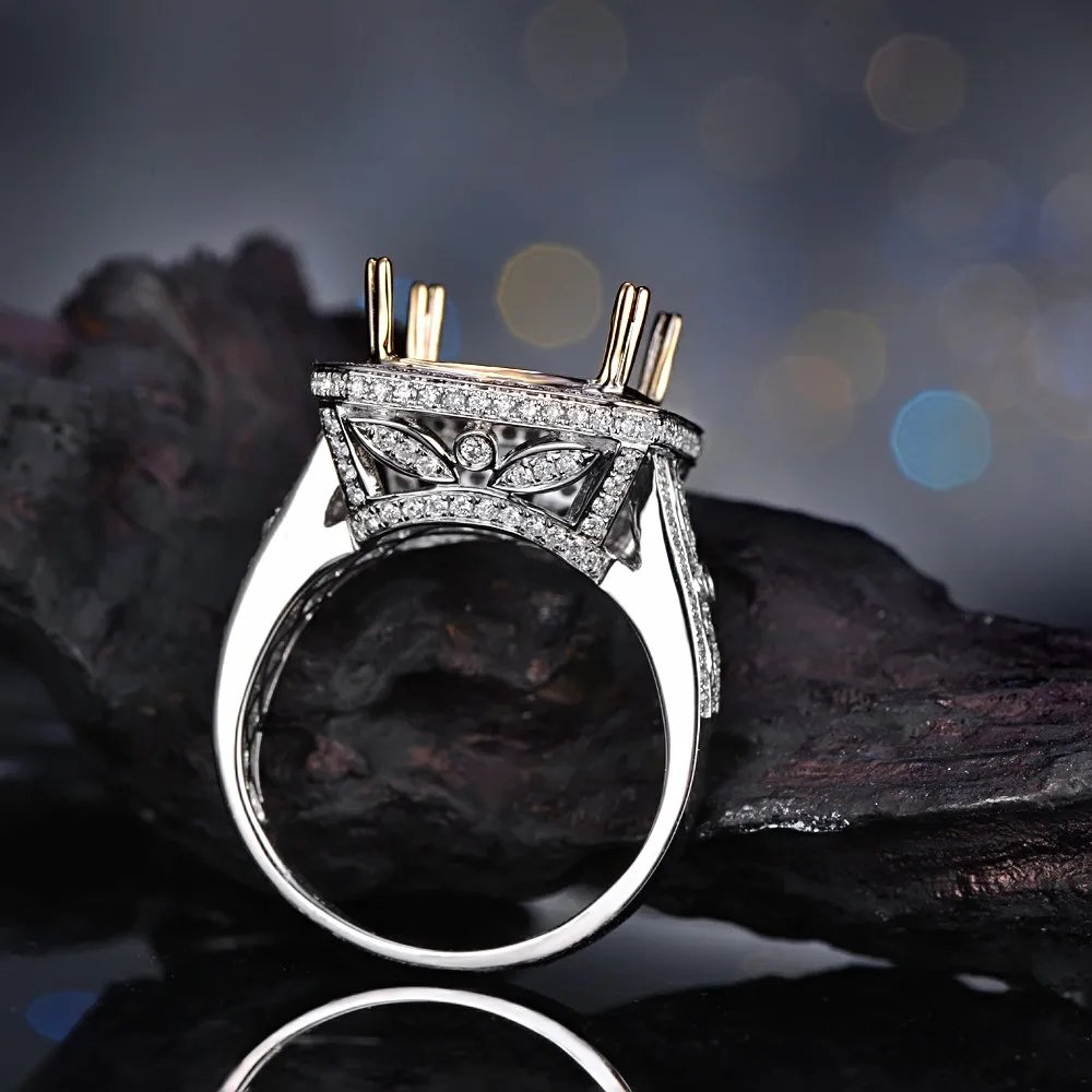 Anniverary 14 К золото натуральный 0.9ct алмаз обручальное кольцо ювелирные изделия полу крепление 12 мм Подушка огранка установка