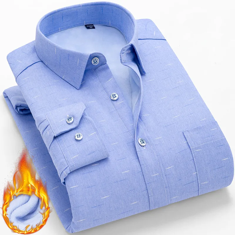 Blue 106 Зимние теплые вельветовые рубашки, Мужская одежда, хлопок, белый/синий горошек, бренд, высокое качество, приталенная, умная, повседневная, Мужская теплая блузка, roupas - Цвет: Blue 106