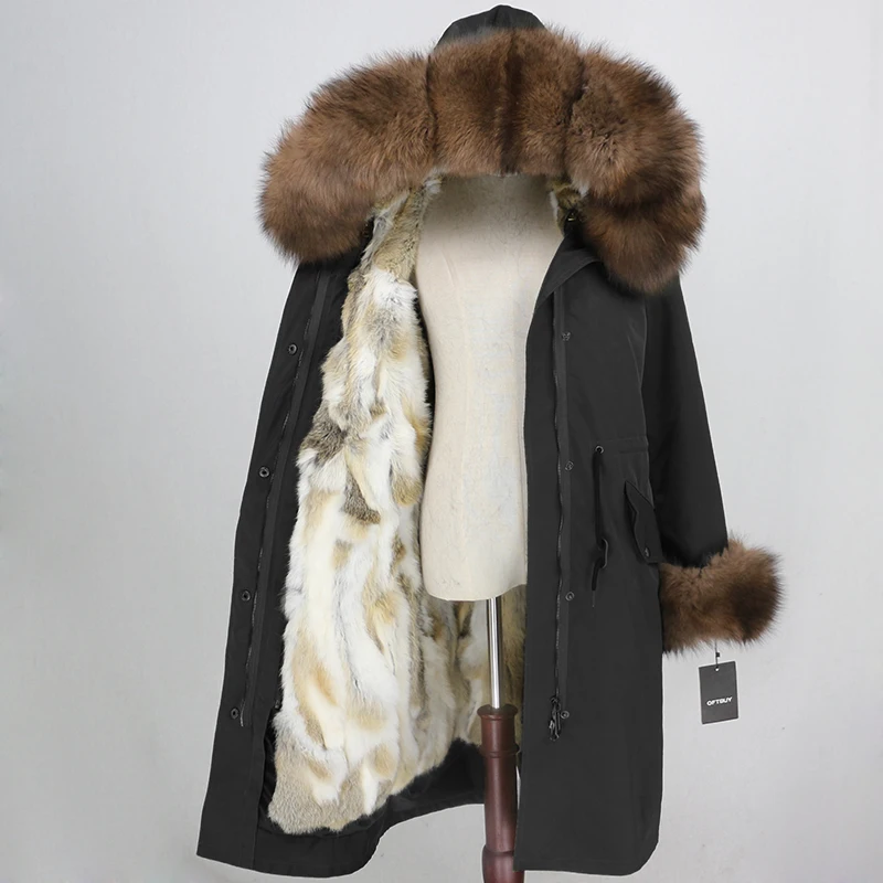 OFTBUY X-long Parka водонепроницаемое пальто натуральный мех зимняя куртка женская натуральный Лисий мех воротник капюшон манжеты подкладка из натурального кроличьего меха Повседневная