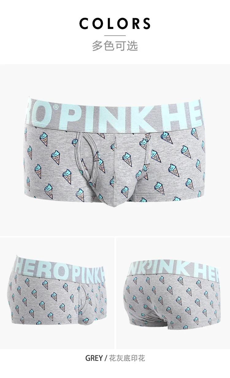PINKHERO, мужское нижнее белье, боксеры, сексуальные, с рисунком мороженого, хлопковые, мужские боксеры, нижнее белье, брендовые трусы-боксеры, трусы
