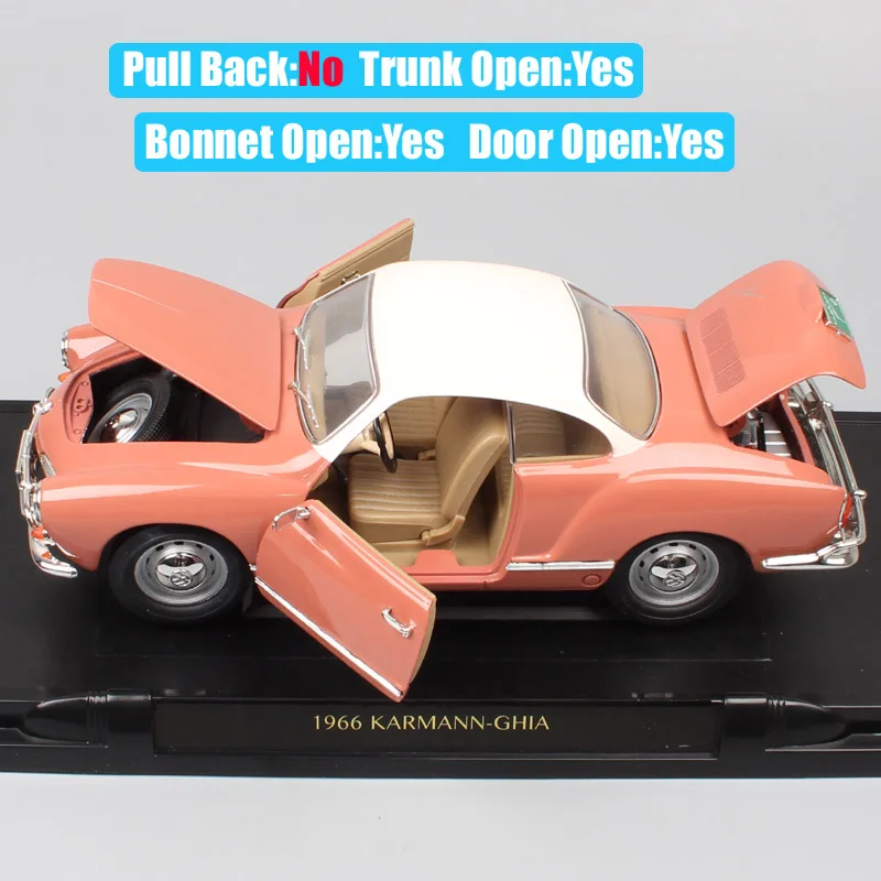1:18, большие бренды, дорожный знак, классика 1966, Karmann Ghia coupe, литые автомобили, модель автомобиля, миниатюрные игрушки, подарок