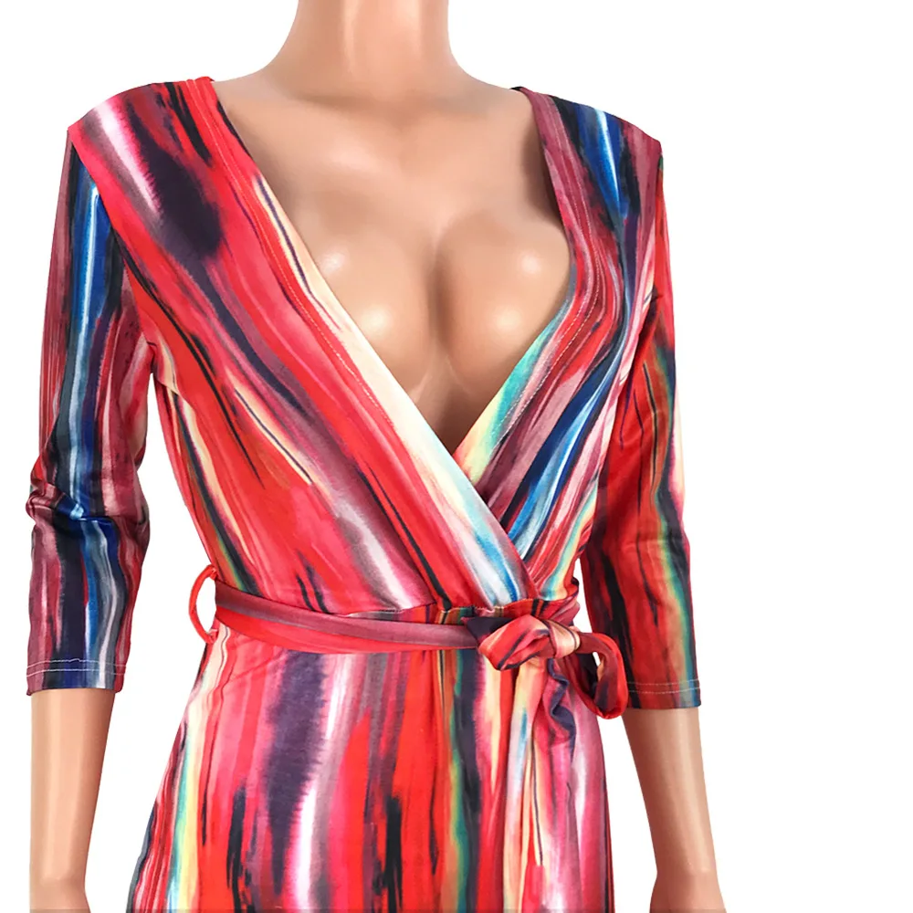 HAOYUAN полосатый галстук краситель Bodycon платье для женщин лето vestidos халат с коротким рукавом сексуальные вечерние платья элегантные средней длины облегающие платья