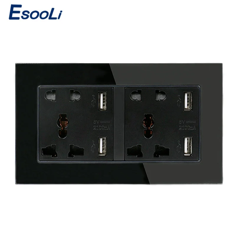Розетка стеновая Esooli универсальная с 5 отверстиями и 4 USB портами|Электрические