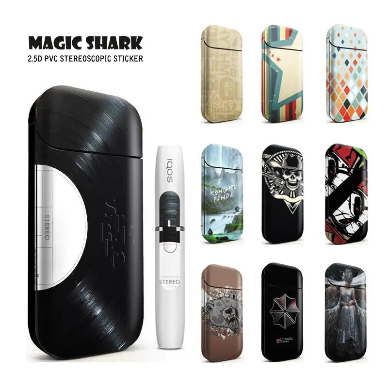 Magic Shark Umbrella Bear виниловые записи Череп ПВХ наклейка чехол для IQOS 2 4 Plus Flim Elecotronic Cigarette|Сумки телефона| |