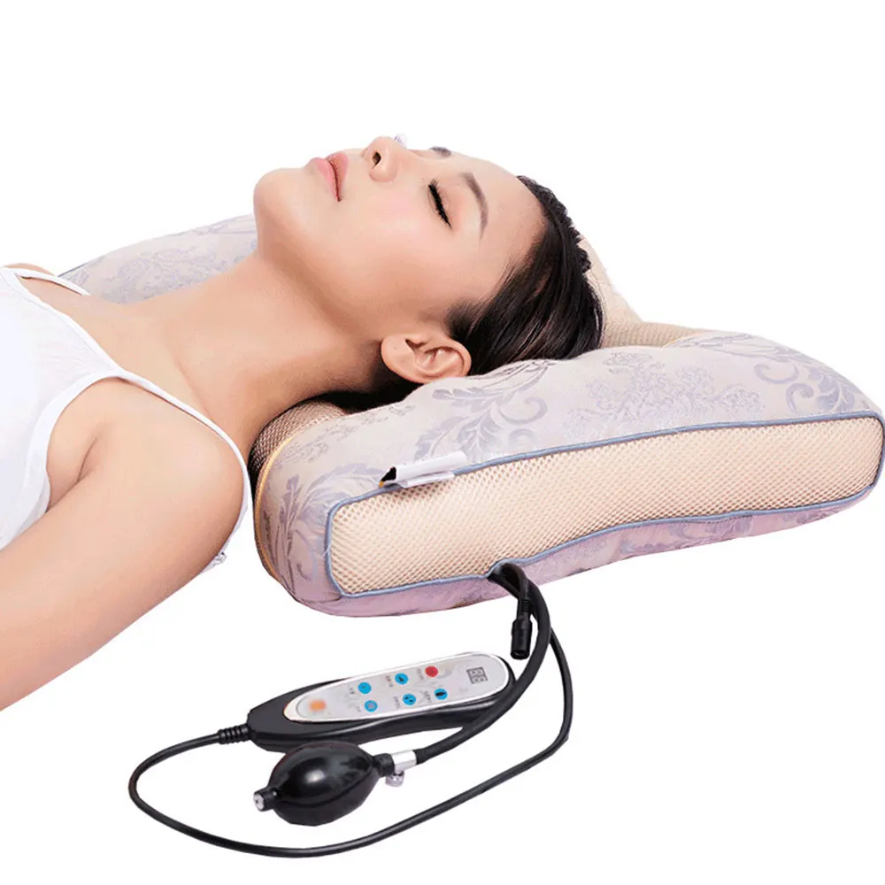 Electric Massage Pillow Curved Neck Pillow Heating Inflatable Adjustable High and Low Pillow Core Relief Fatigue Neck Massager