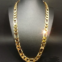 new heavy 98g 12mm yellow gold filled figaro link chain necklace for man 31 link