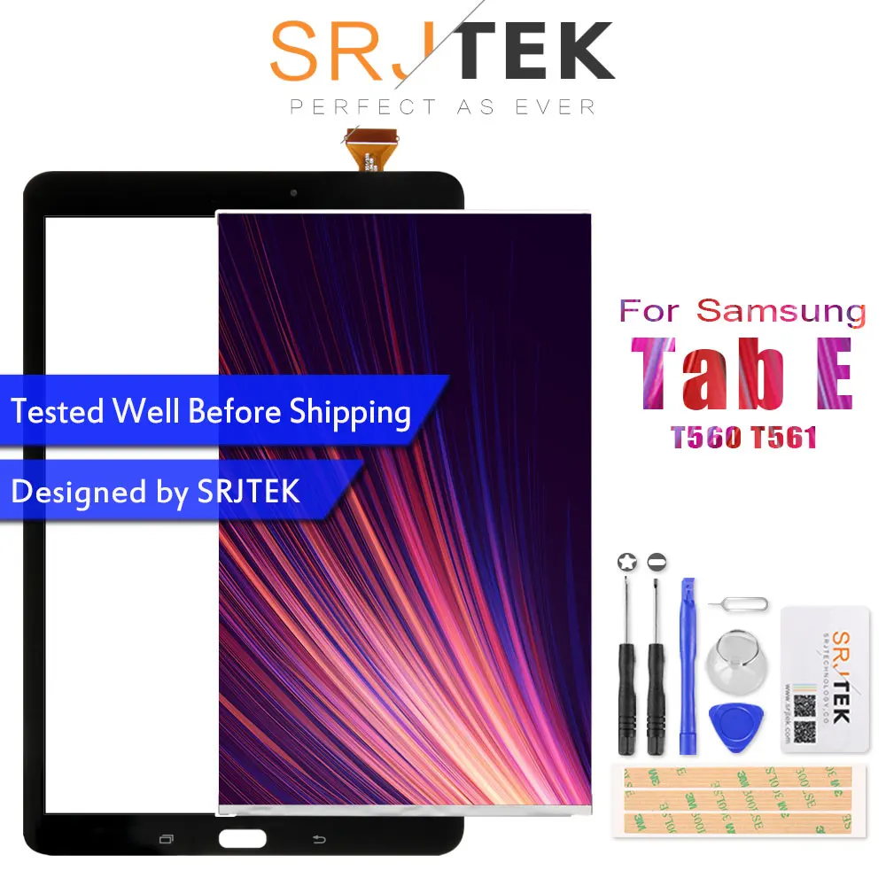 Srjtek T560 ЖК-сенсорная панель для samsung Galaxy Tab E SM-T560 T560 T561 ЖК-дисплей с сенсорным экраном Панель дигитайзер сборка