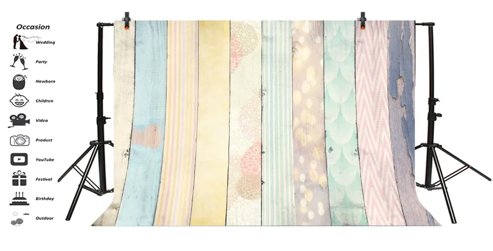 Laeacco Colorful Planks Wooden Board Pet Doll Texture Portrait Photography Backgrounds Photographic Backdrops For Photo Studio |