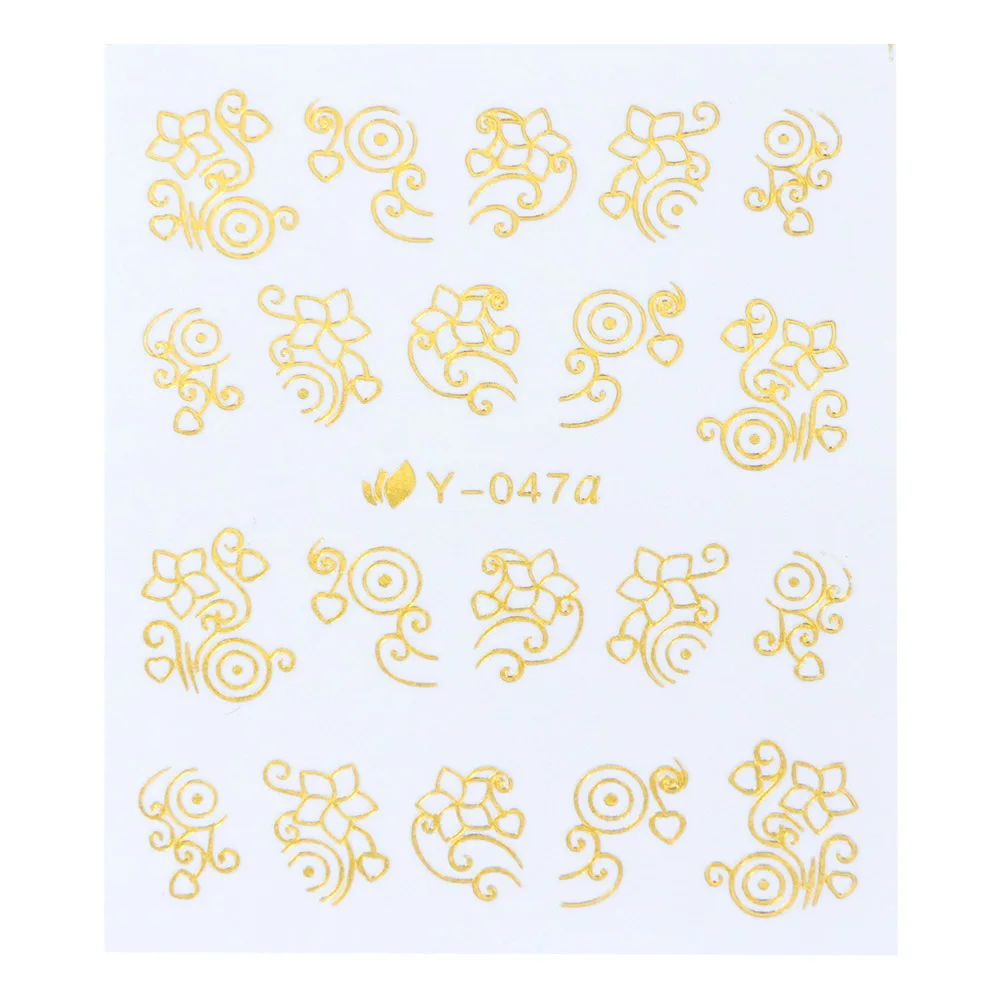 Y047a gold 1 шт золотые цветы кошка Переводные Водные Наклейки для ногтей наклейки водяной знак Ретро бронзирующий дизайн ногтей советы красота слайдер - Цвет: Y047a gold