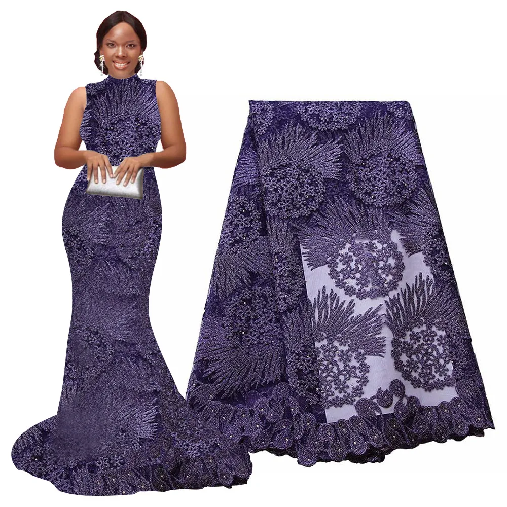 Африканская Кружевная Ткань 5 ярдов высококачественное гипюровое кружево Тюль