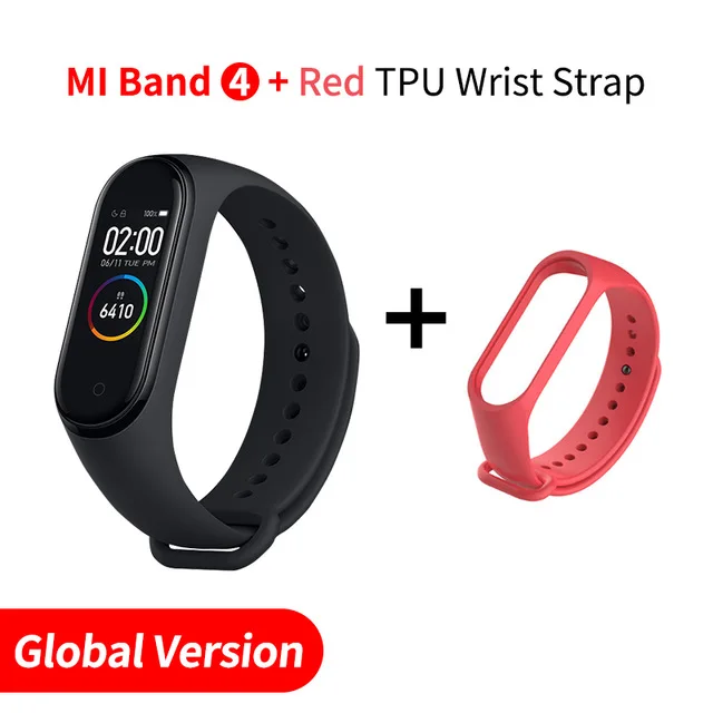 Add red strap Новейший Xiaomi mi-браслет 4 Smart mi Band 4 Цвета экран браслет пульсометр фитнес 135 мАч Bluetooth 5,0 - Цвет: Add red strap