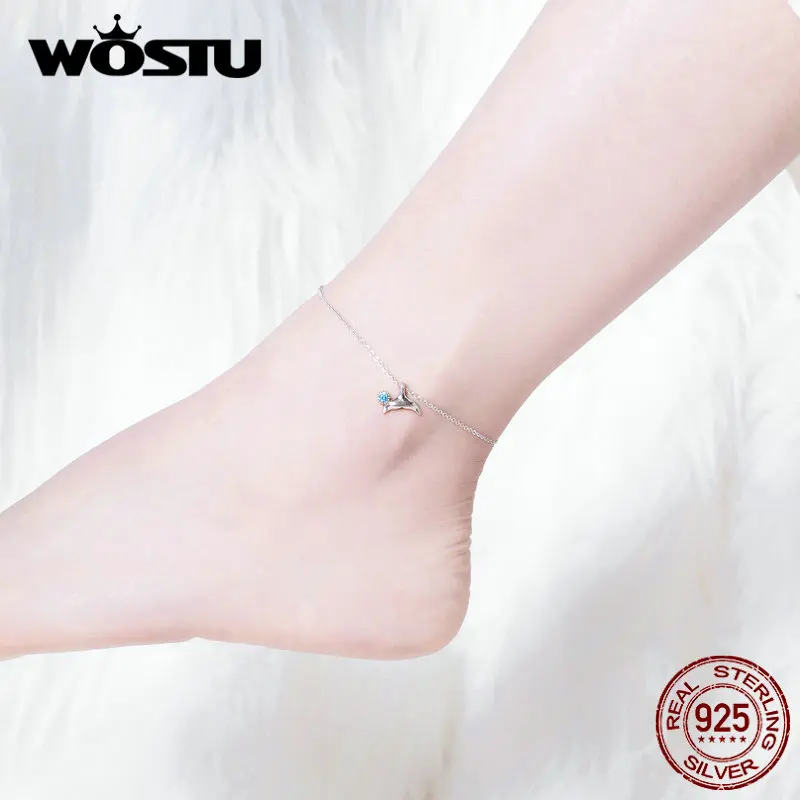 WOSTU S925 браслет-цепочка с хвостом русалки Лидер продаж настоящий 925 пробы серебряный браслет модные ювелирные украшения для свадьбы DXT004