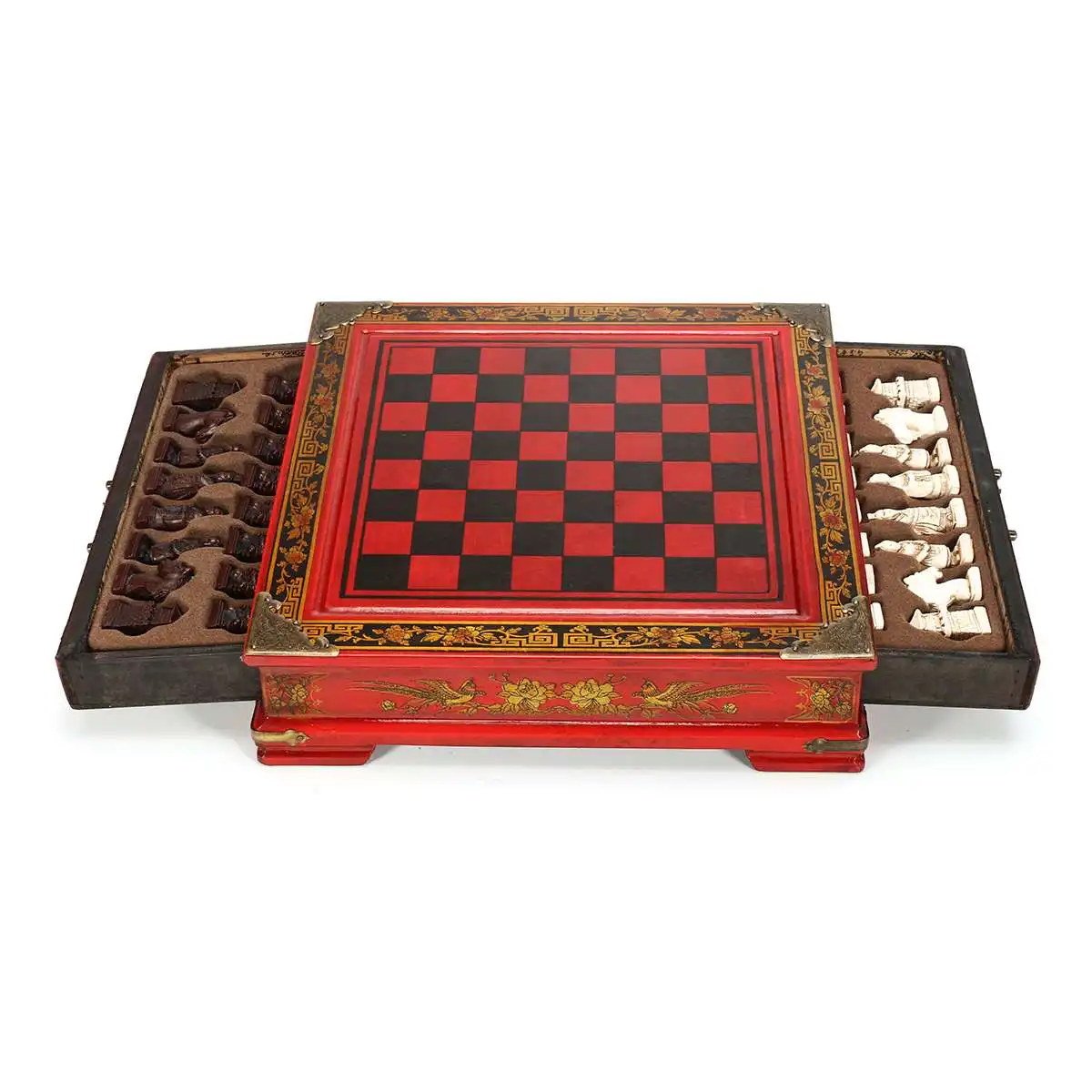 Высококачественные 32 шт./компл. китайские шахматы из смолы с кофейным деревянным