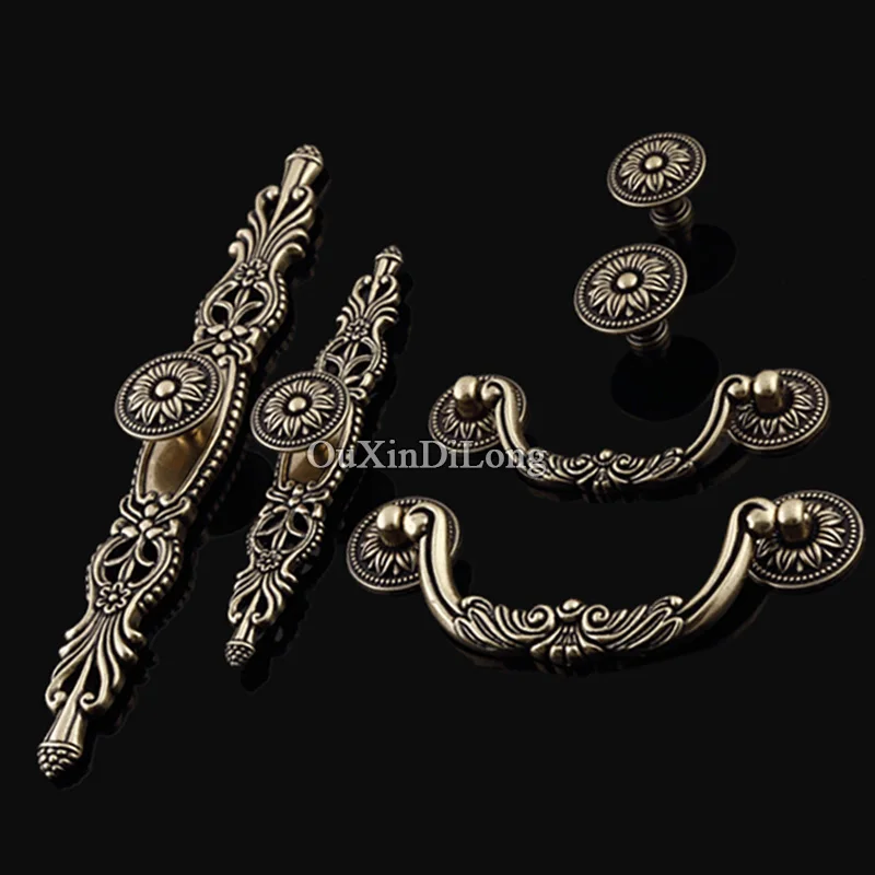 Retro 2PCS European Antique Kitchen Cabinet Door Furniture Handles Cupboard Wardrobe Shoe Drawer Pulls and Knobs | Обустройство дома