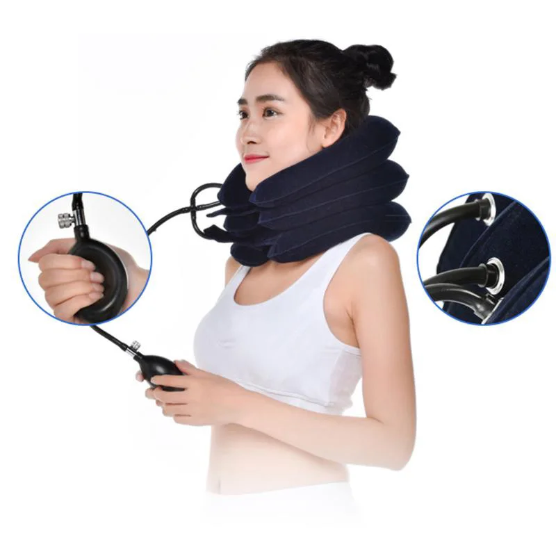 Air Cervical Neck Massage Pillow Inflatable Soft Relaxation Stretcher Pain Relief Head Back Traction Adjustable Brace Device | Дом и сад