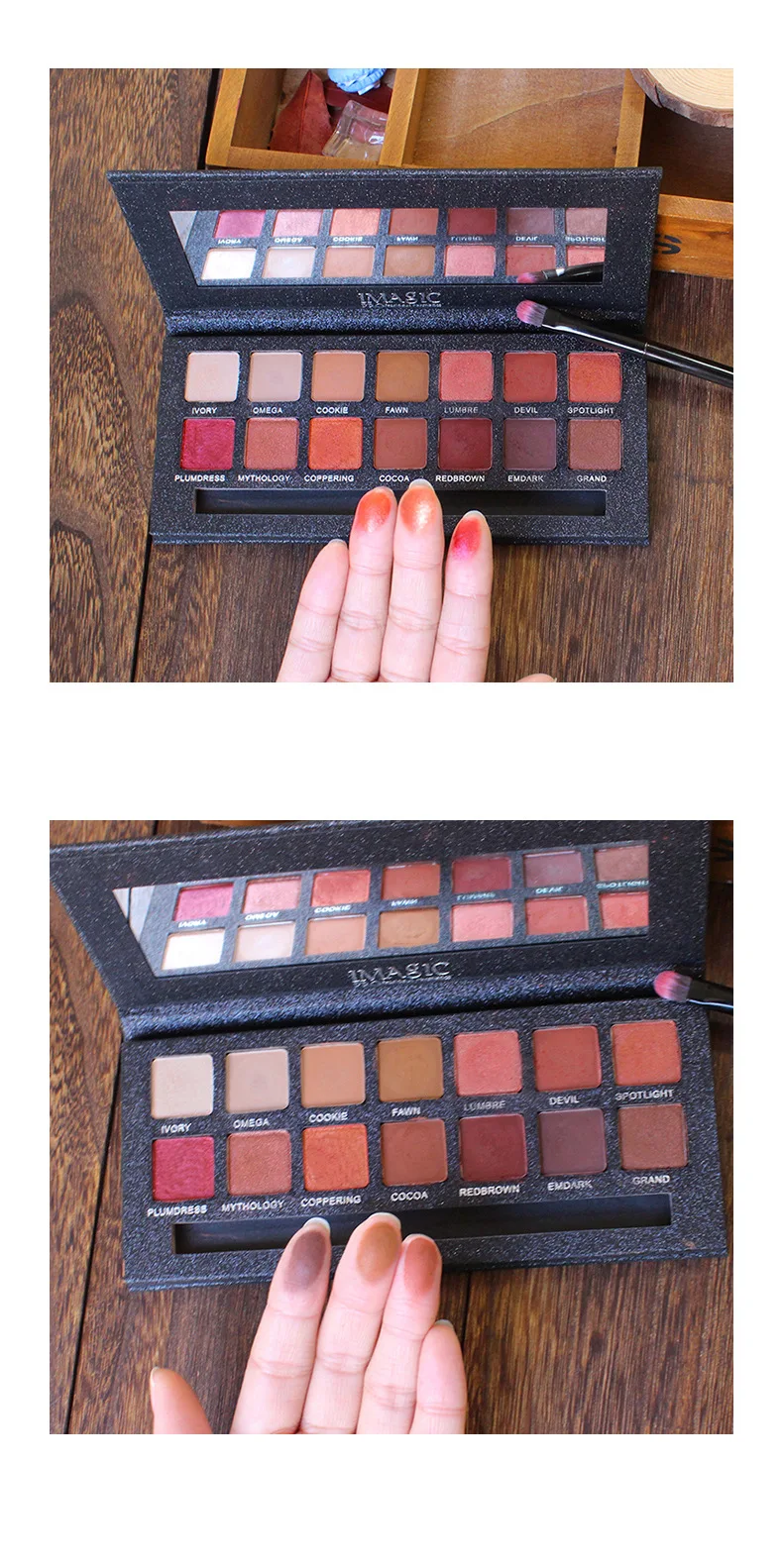 Тени для век imagic Palette 14 цветов глаза мерцающие матовые тени для век макияж легкие тени для век длительная Палитра оттенков с кисточкой