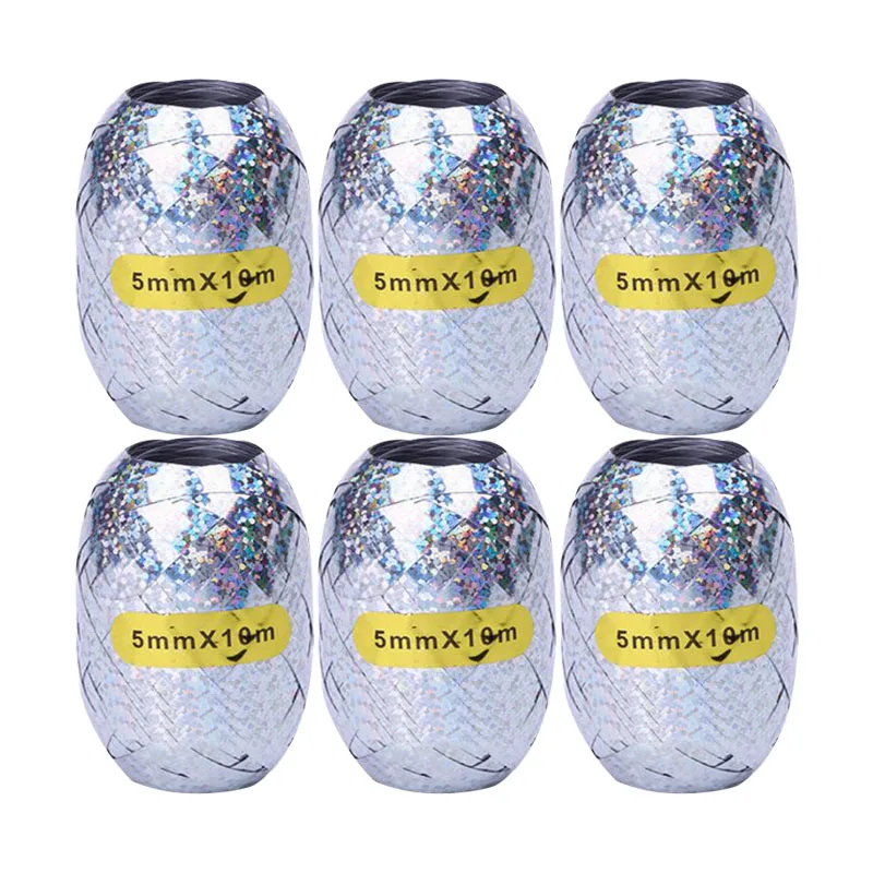 6pcs silver ribbon 10 шт. 12 дюймов металлические цвета латексные шары воздушные шары с конфетти надувной шар для дня рождения, свадьбы, вечеринки - Цвет: 6pcs silver ribbon