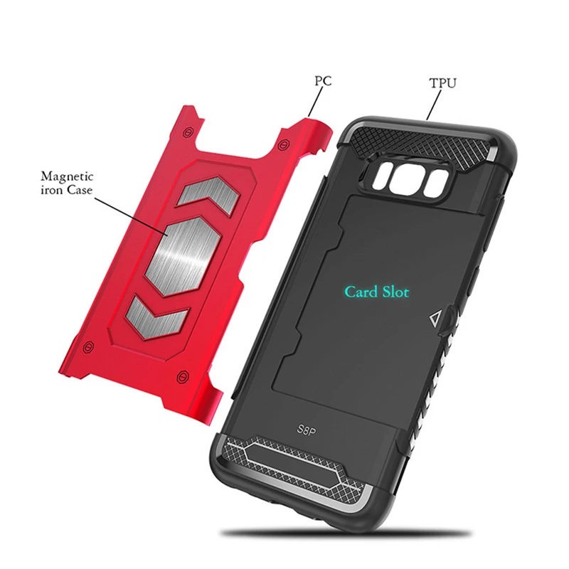 Сверхмощный автомобиль Магнит Чехол-книжка для Samsung Galaxy S8 S9 S10 A6 A8 плюс 2018 A5 A7 J3 J5 J7