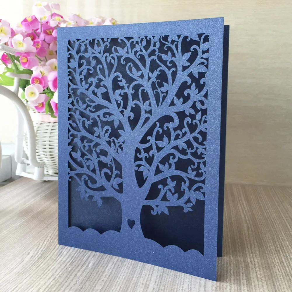 

100pcs Love Chic Tree Pearl Paper Event Supplies Decoration Romantic Party Birthday Business Wedding Invitation Card Greeting