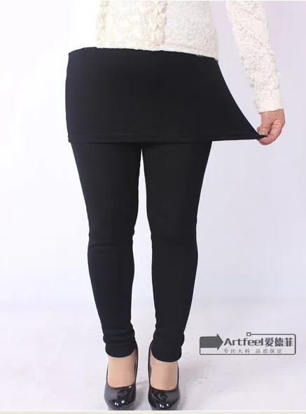 1 шт., 3XL, плотные осенне-зимние женские вельветовые леггинсы размера плюс из 2 частей с мини-юбкой, эластичные длинные штаны, XXXL