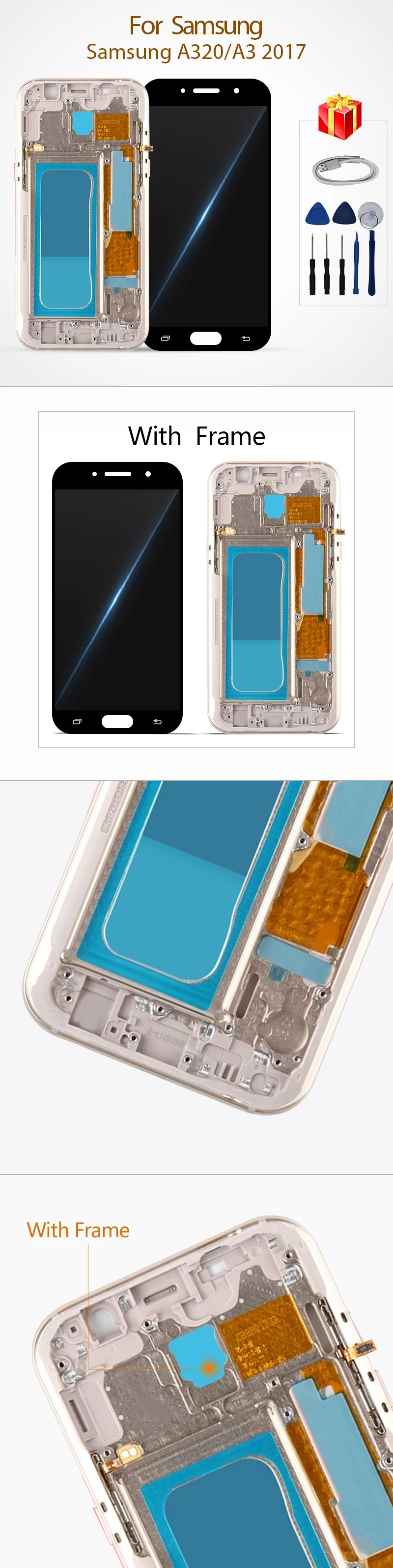 Для Samsung Galaxy A3 a320 сенсорный ЖК-дисплей с цифровым преобразователем A320M A320F, запасные части для сборки
