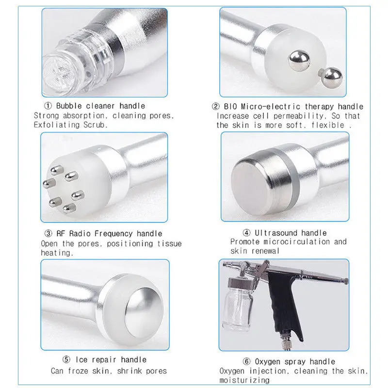 6 в 1 Гидро дермабразия Аква пилинг Уход за чистой кожей БИО Свет РФ Вакуумная очистка лица Гидро вода Кислородный джет Красота Машина включена.
