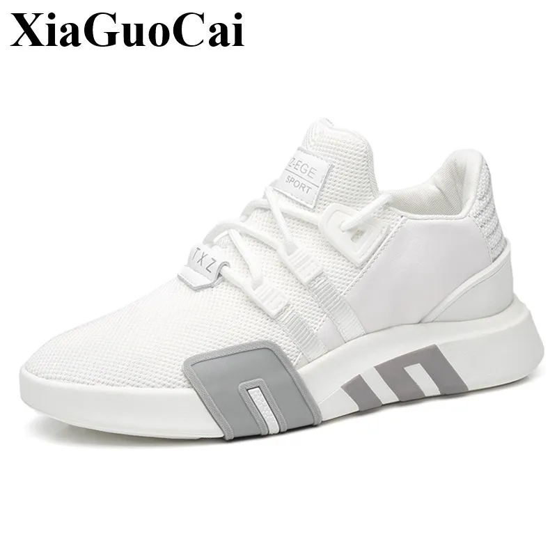New Sneakers Men Lace-up Casual Shoes Breathable Mesh Adult Male Tenis Footwear Soft Platform Trend White Shock Cushion Light | Обувь