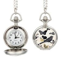 fashion vintage quartz pocket watch alloy bird flowers butterfly lady sweater chain necklace pendant clock women gifts l tt88