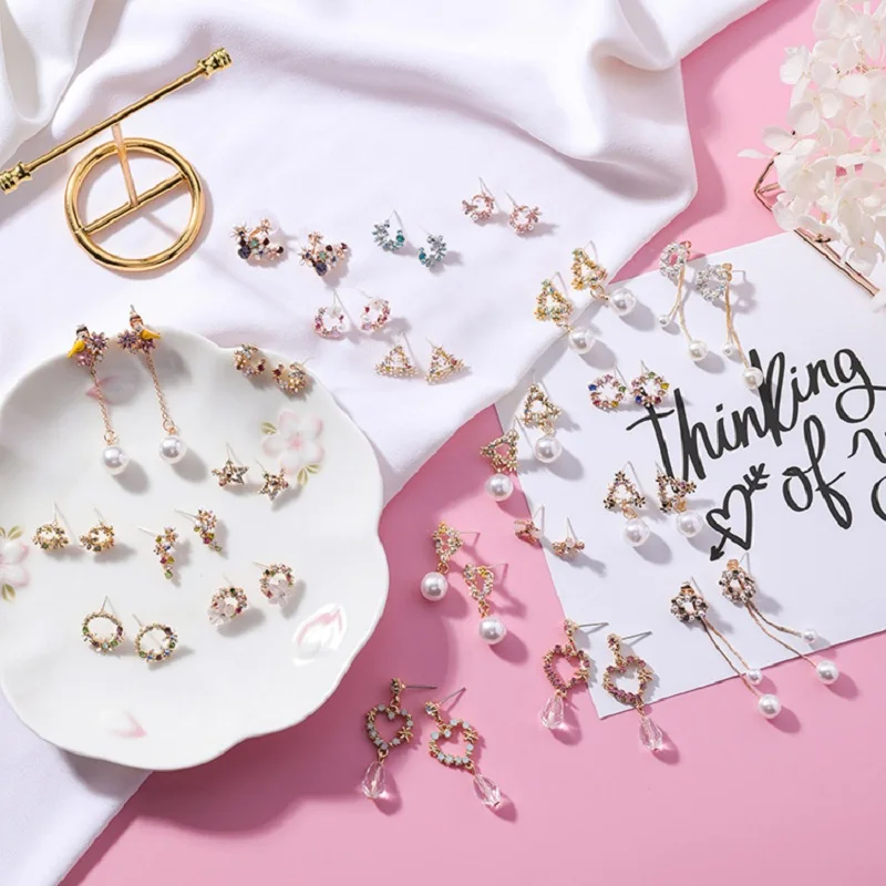 Милая цветная цветочная гирлянда из лепестков Длинная подвеска серьги сплава в