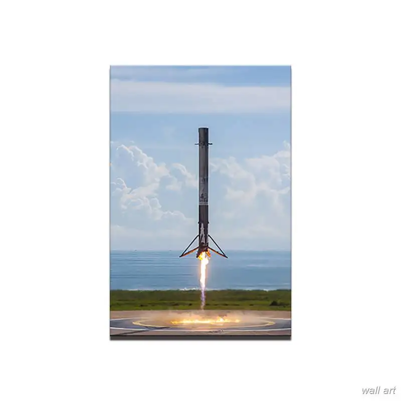 Canvas Paintings Wall Art For Living Room Home Decor 1 Pieces Rocket Launching Landscape Pictures Framed Hd Prints Falcon Poster | Дом и сад