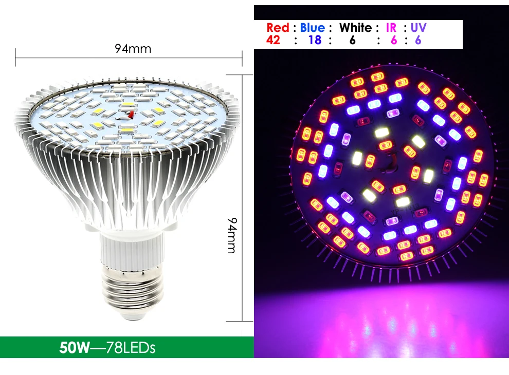 Лампы для выращивания растений 30 Вт 50 80 полный спектр LED Fitolampy 700 1000 1500 лм
