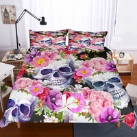yi chu xin 3d sugar skull bedding set flower skull duvet cover with pillow case bedclothes home textile queen comforter sets