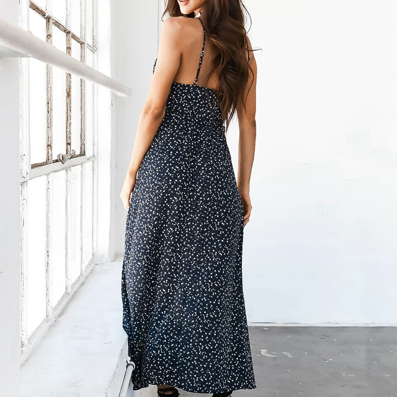 Женское платье без рукавов UIDEAZONE шифоновое длинное с цветочным принтом Пляжное