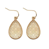 zwpon two tone cut out filigree teardrop earrings for women fashion lightweight craft dangle drop earrings female jewelry