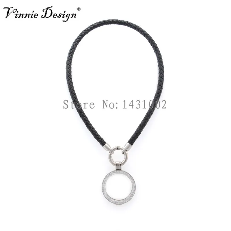 Vinnie Design ювелирные изделия 40 см кожаное ожерелье с 1 шт 35 мм двойной кристалл