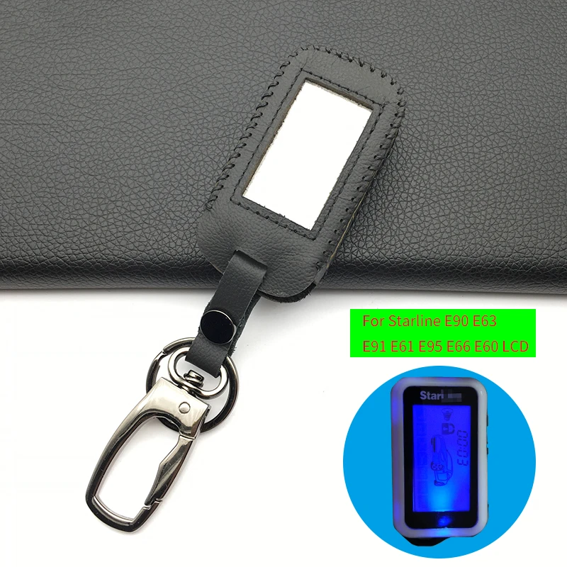 Leather Case Key Cover For Starline E90 E63 E91 E61 E95 E66 E60 LCD Two Way Car Alarm Remote Keychain Transmitter | Автомобили и