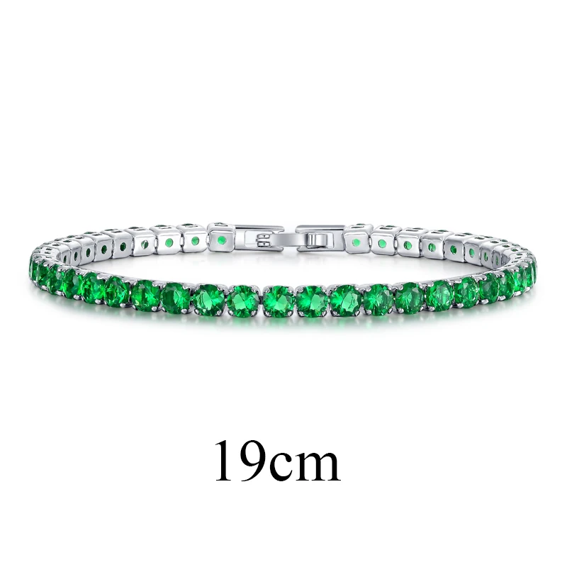 Emerald 19cm UMODE модные очаровательные теннисные браслеты для женщин и мужчин, красочные циркониевые ювелирные изделия, браслеты с цепочкой, подарки, Pulseira Feminina AUB0097 - Окраска металла: Emerald 19cm