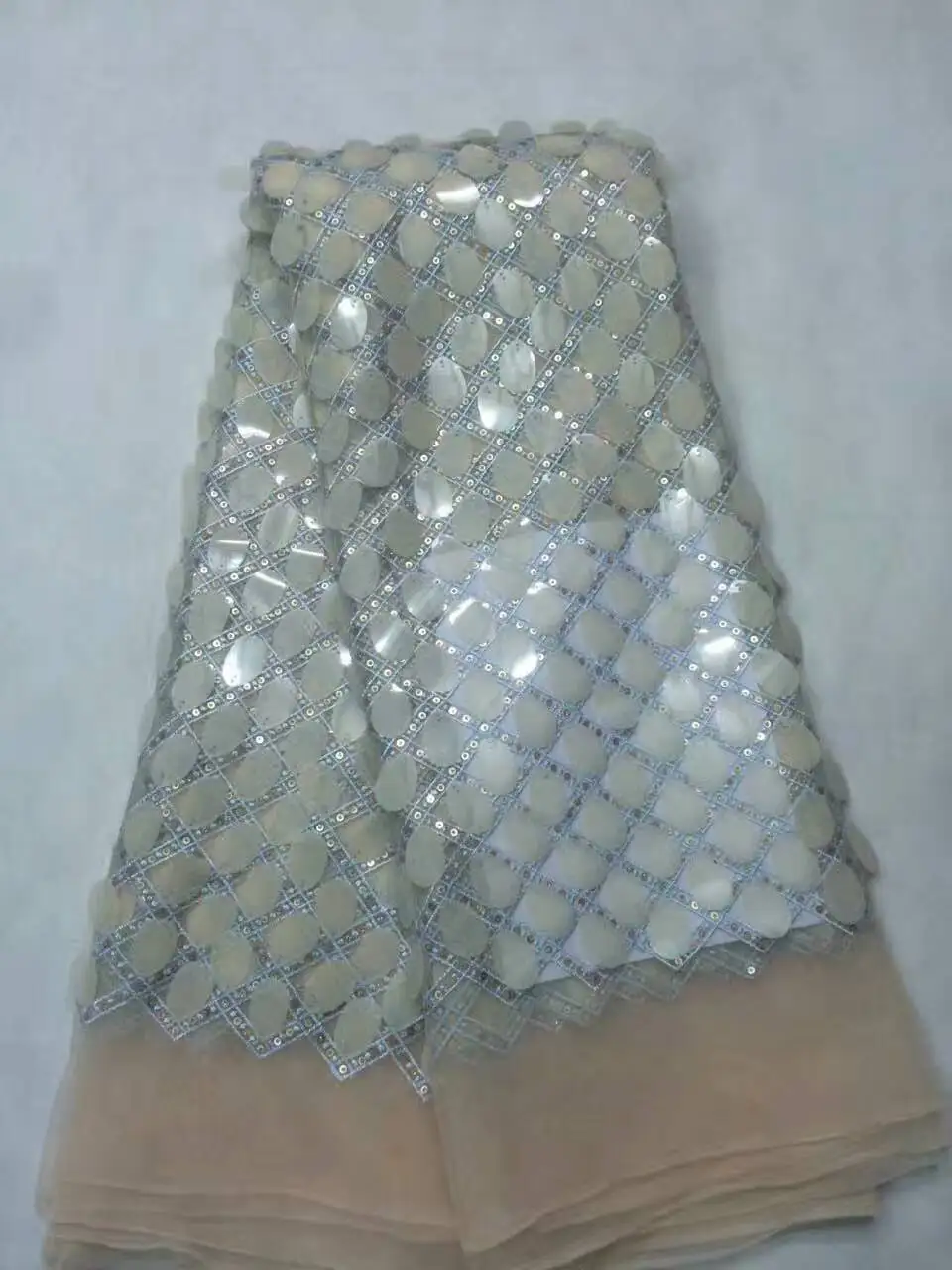 

Free shipping african lace fabric high quality french tulle lace fabric new arrival sequins lace fabric K-L10662