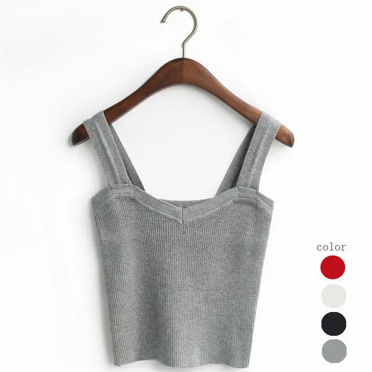 Gray Женский Короткий укороченный топ 4 цвета Летний стиль без рукавов V Croptops фитнес майки короткие обтягивающие жилеты Топ - Цвет: Gray