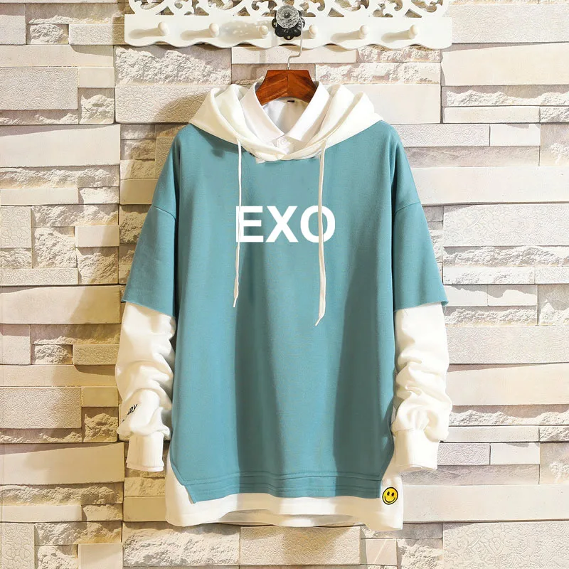 Harajuku модные негабаритные толстовки с капюшоном EXO Kpop Толстовка EXO WE ARE ONE K Pop одежда пуловеры топы хип хоп Уличная 5XL - Цвет: blue 3