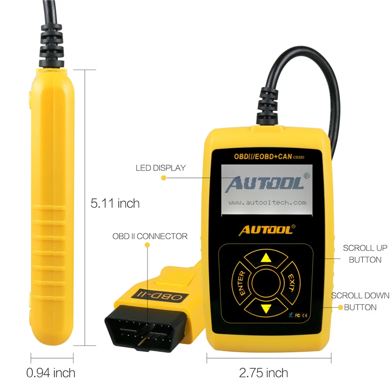 Tlxc Авто диагностический сканер CS320 OBD/EOBD (система бортовой диагностики авто