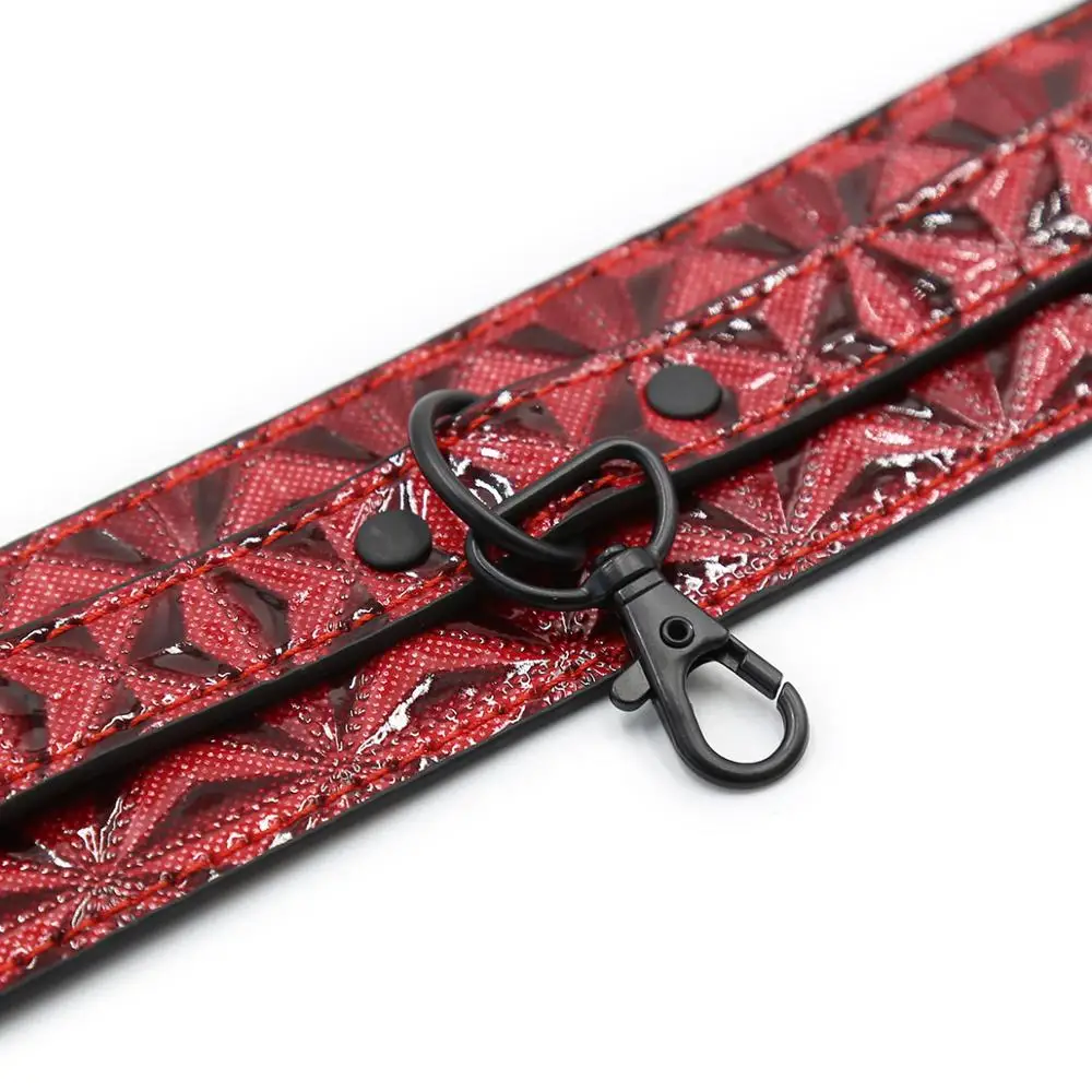 LoveFun БДСМ малиновый завязанные тисненые наручники кожаные на запястье