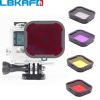 lbkafa 4pcslot polarizer redpurpleyellowgray color camera lens filter guard ring diving cover for gopro hero 3 4