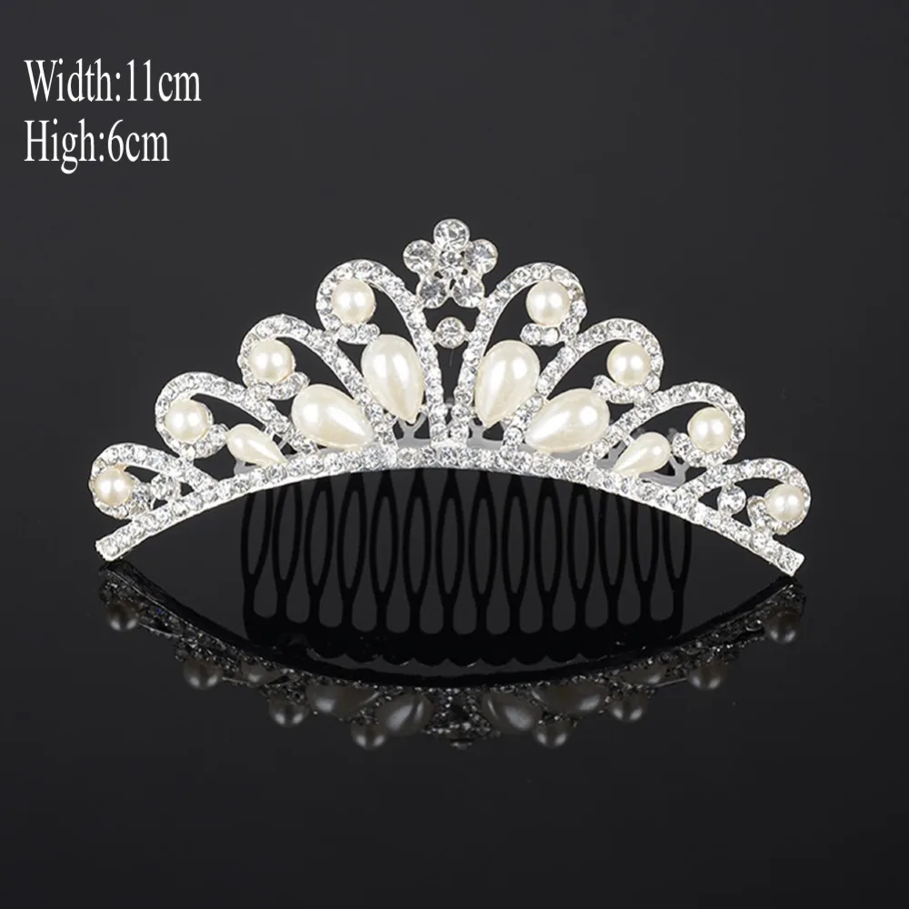 

Pearl Tiara Crystal Rhinestone Hair Accessories Crown Wedding Bridal Headband