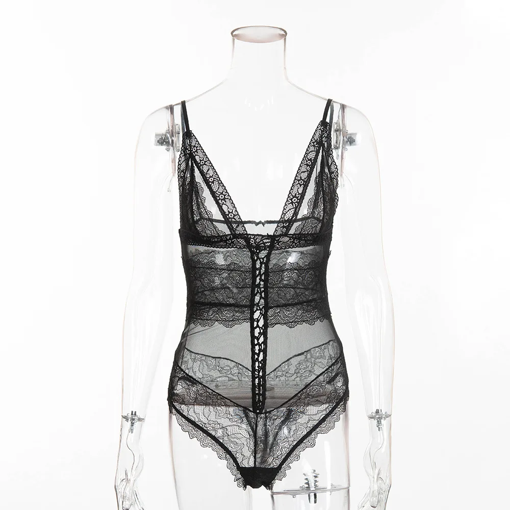Женский кружевной комбинезон прозрачный с шортами лето 2019|Боди| |