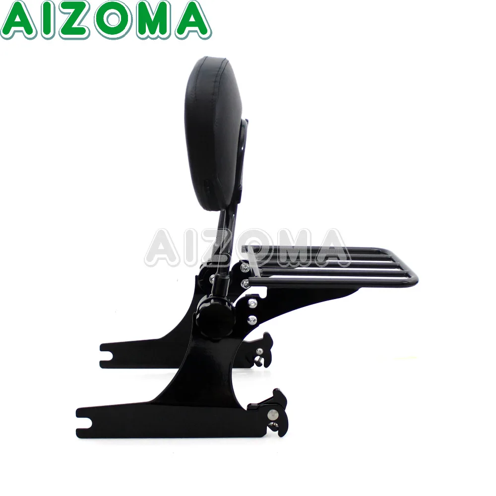 Black Adjustable Backrest Sissy Bar Motorcycle Rear Luggage Rack For Harley Dyna Street Bob FXD Low Rider Super Glide 2002-18 19 |