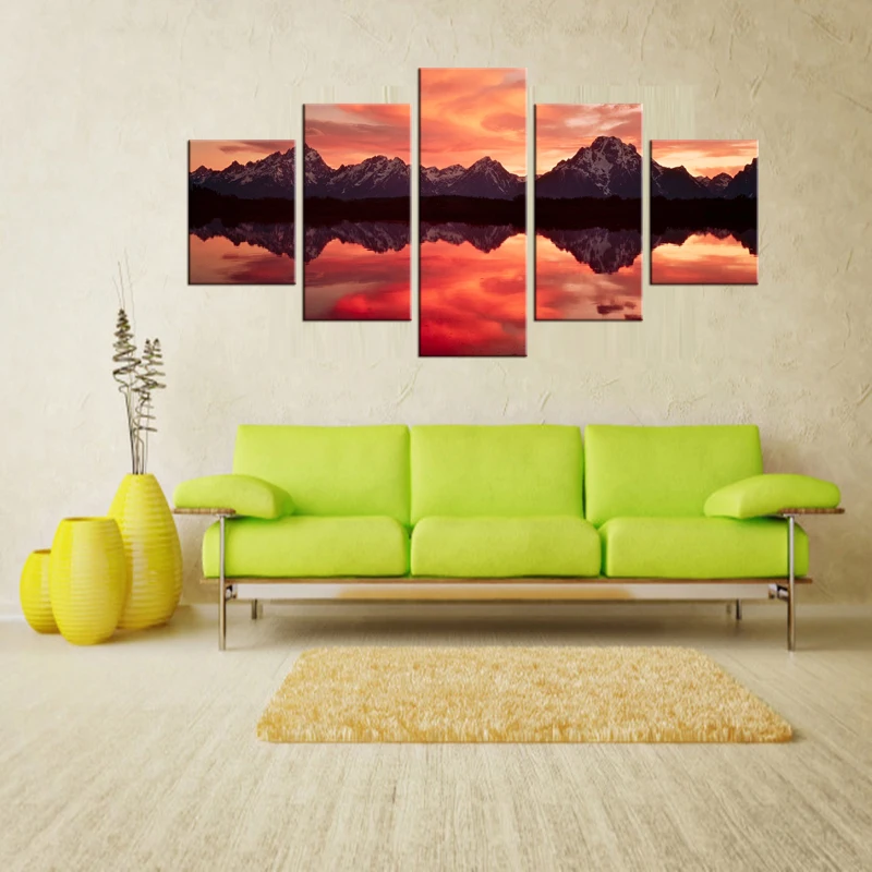 5 шт. настенные картины на холсте с изображением заката | Дом и сад