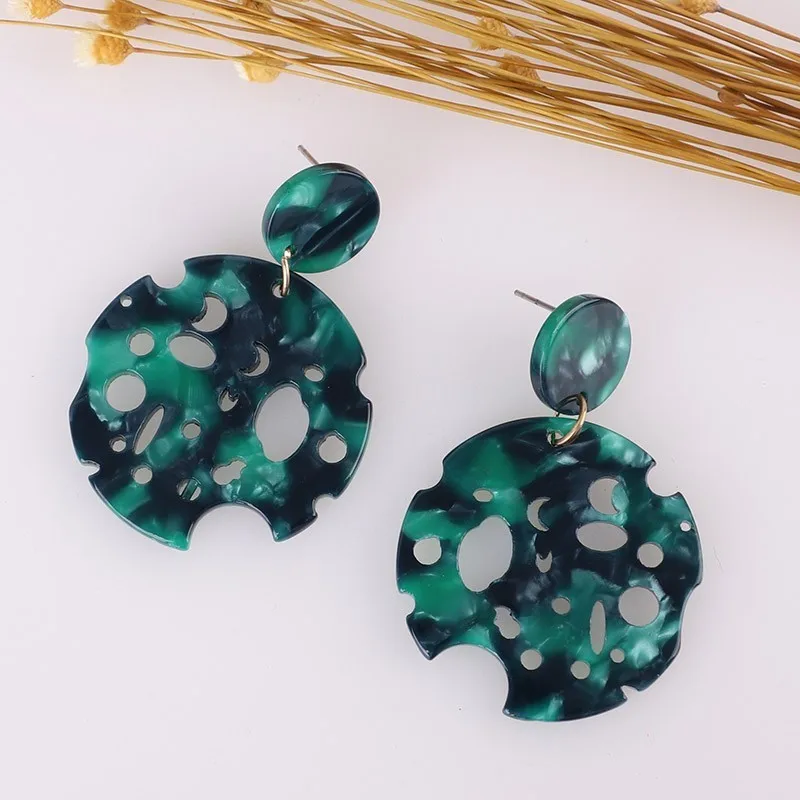 24 Серьги с листьями для женщин, акриловые, Boho, ацетат, модные, многоцветные, геометрические, большие, висячие, свисающие, серьги из смолы, массивные - Окраска металла: 24